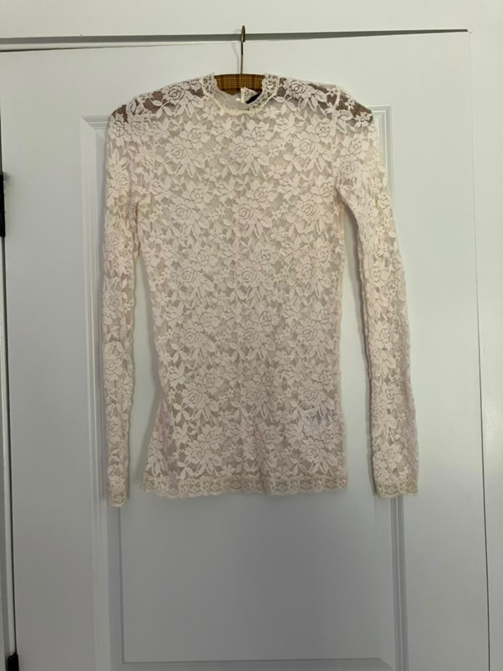 Hallhuber Delicate Lace High-Neck Blouse in off White